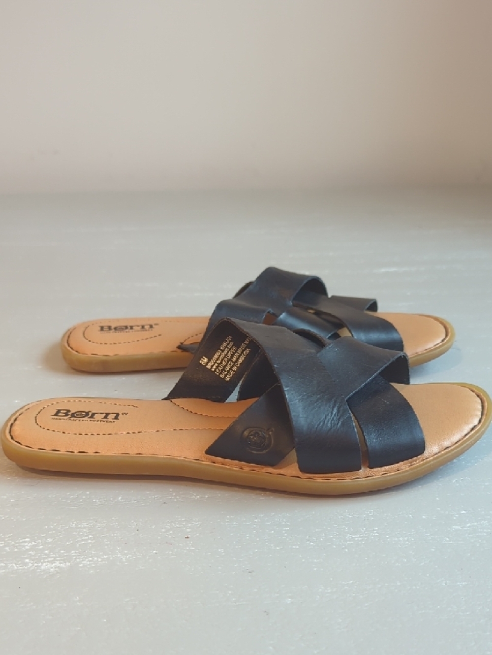 Born Black Leather Slide Sandals - Picture 2 of 5